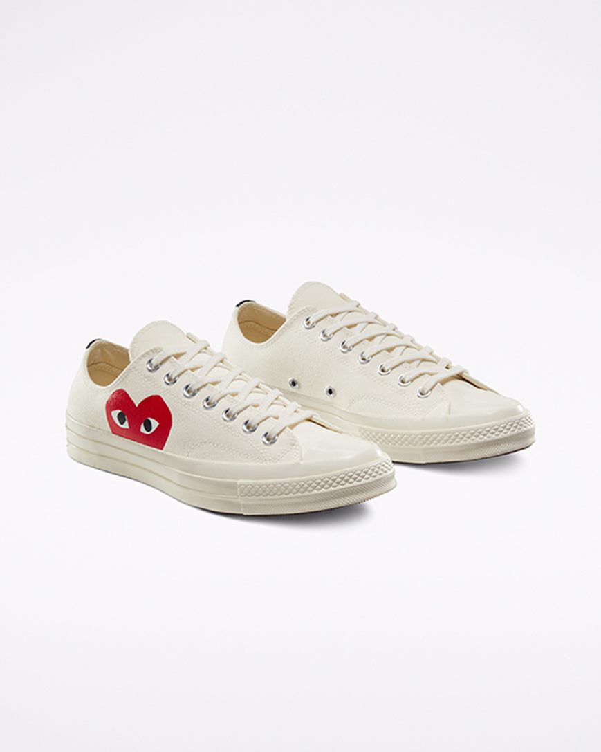 Zapatillas Bajas Converse x Comme des Garçons PLAY Chuck 70 Mujer Blancas Rojas | PE 5E0LW2